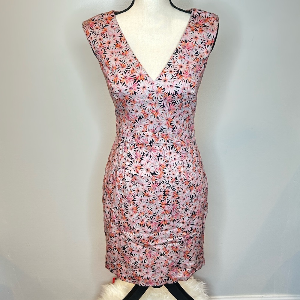 French Connection Flower V-Neck Dress Sz 6